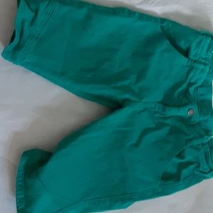 Teal jean shorts